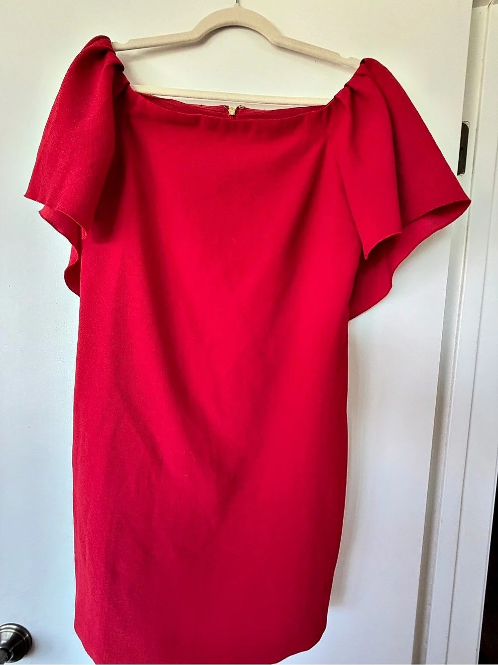 Trina Turk Flutter Sleeve Mini Dress in red Like New